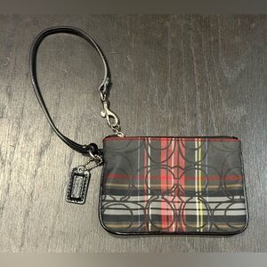 Coach Poppy Wristlet Wallet Plaid Tartan w/ Glitter